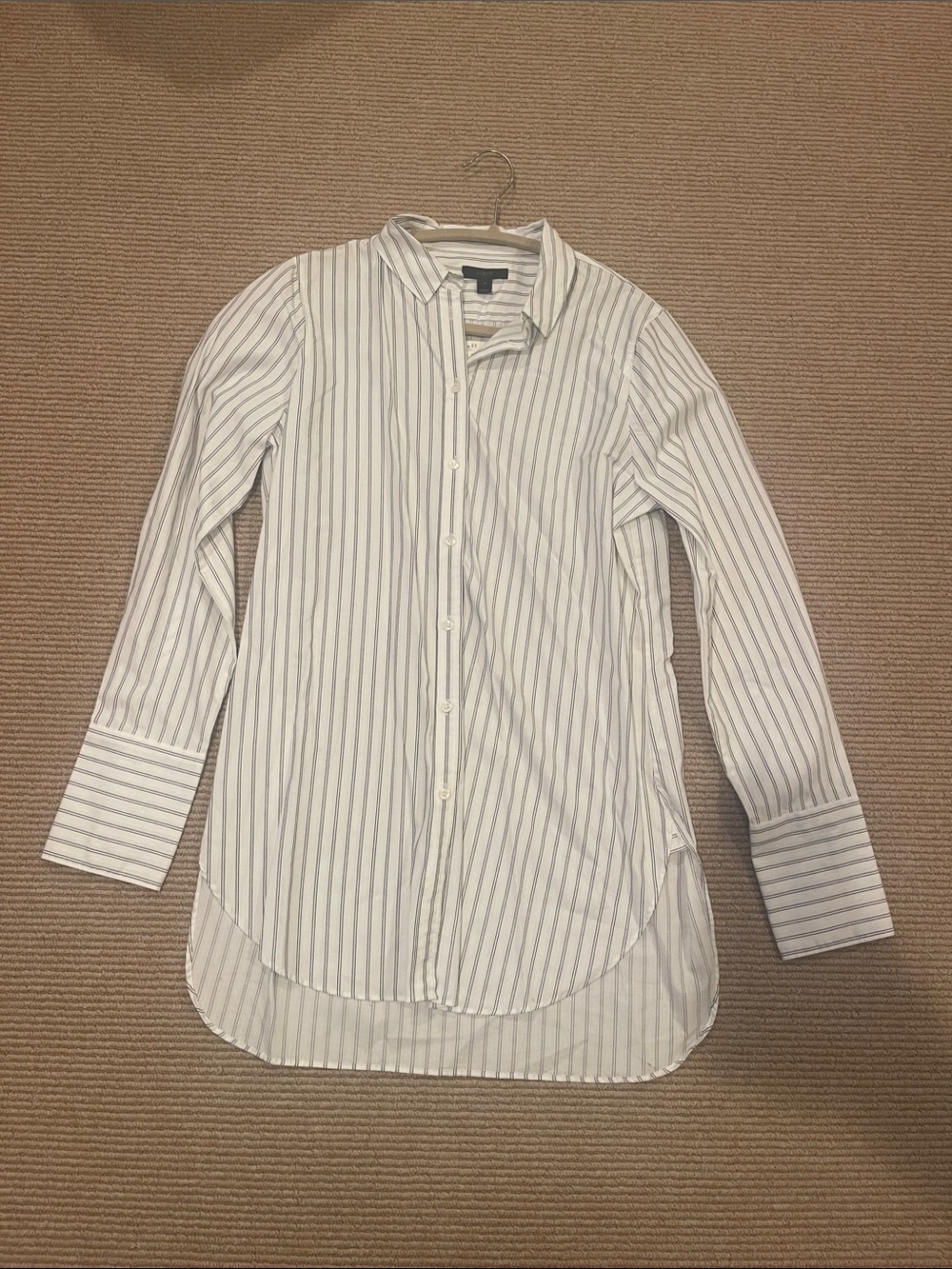 J. Crew White Button-Down Shirt with Black Stripes